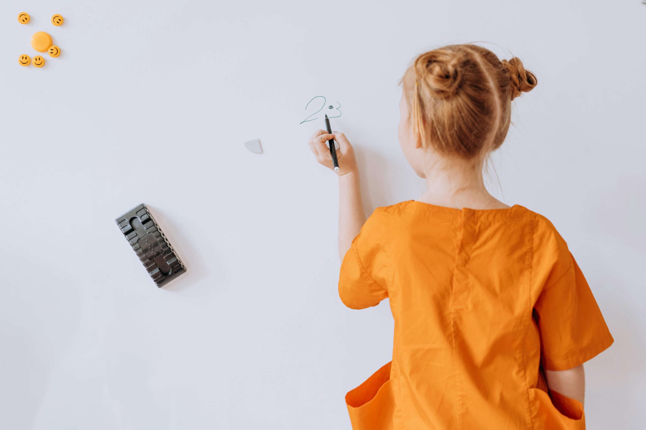 Photo by Mikhail Nilov: https://www.pexels.com/photo/back-view-of-a-girl-writing-on-the-whiteboard-8923526/